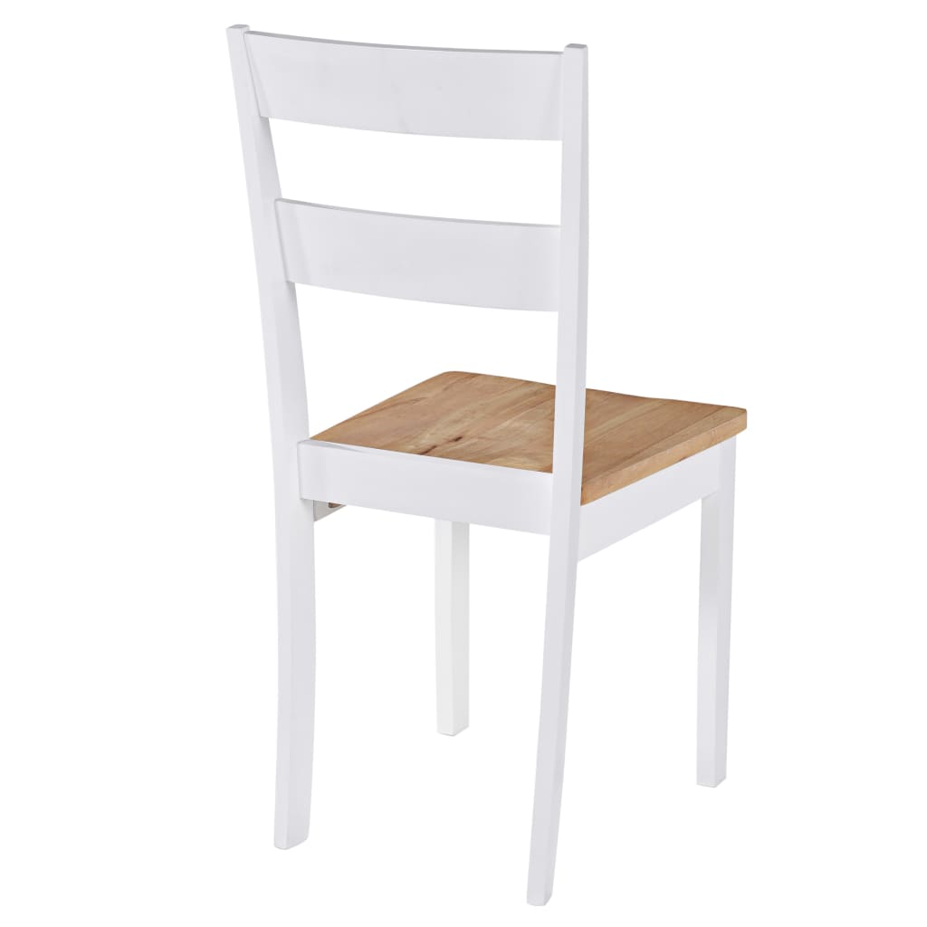 Chaises de salle à manger 2 pcs en hévéa massif blanc