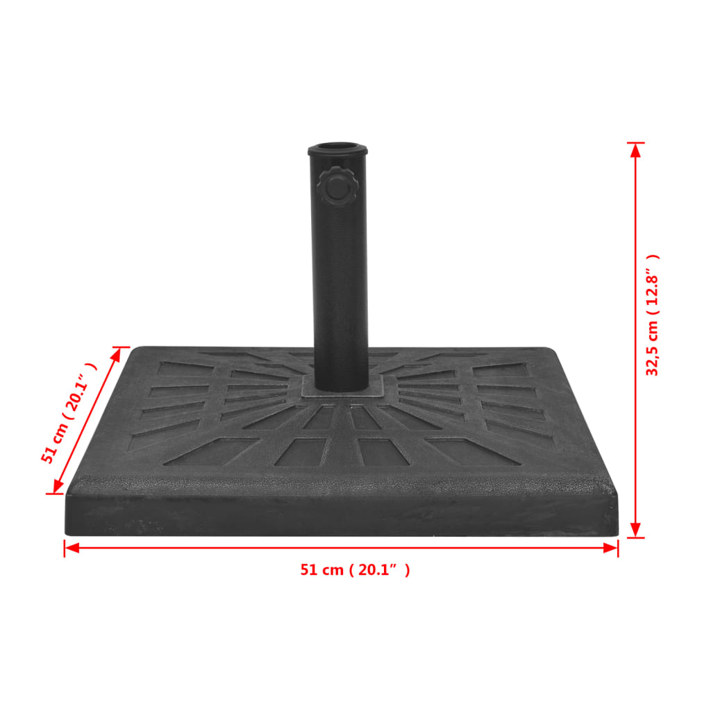 Parasolvoet vierkant 12 kg hars zwart