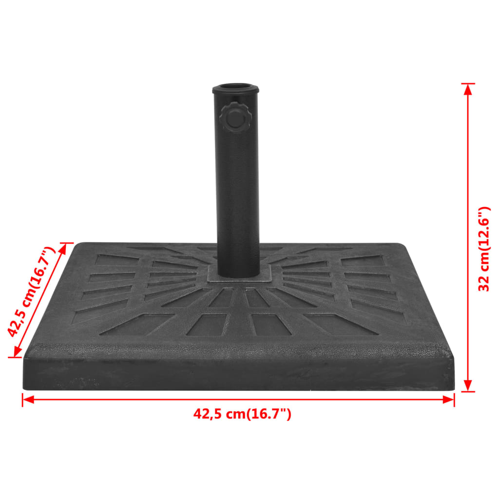 Parasolvoet vierkant 12 kg hars zwart