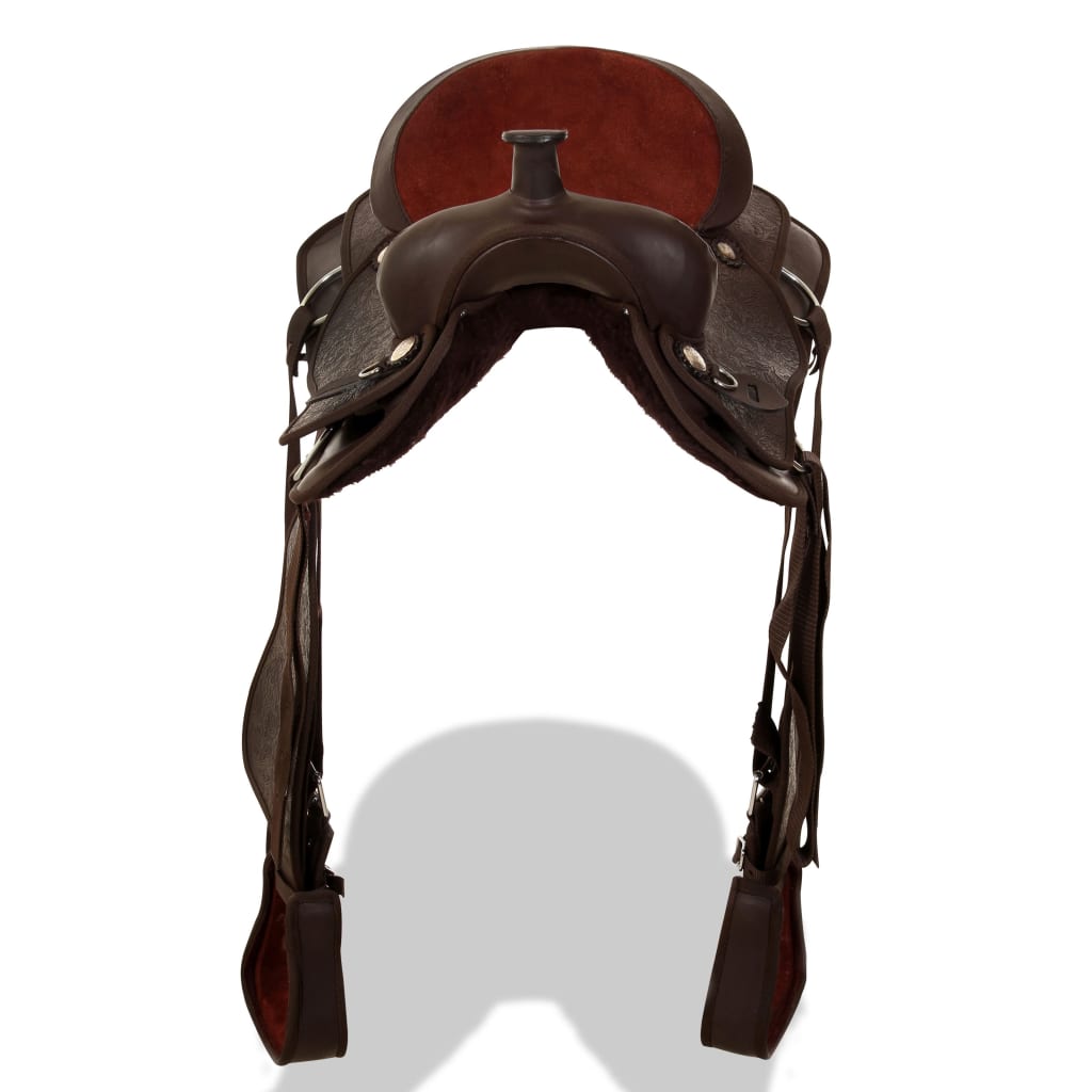 Selle western, bride et sangle de poitrine 16" en cuir véritable