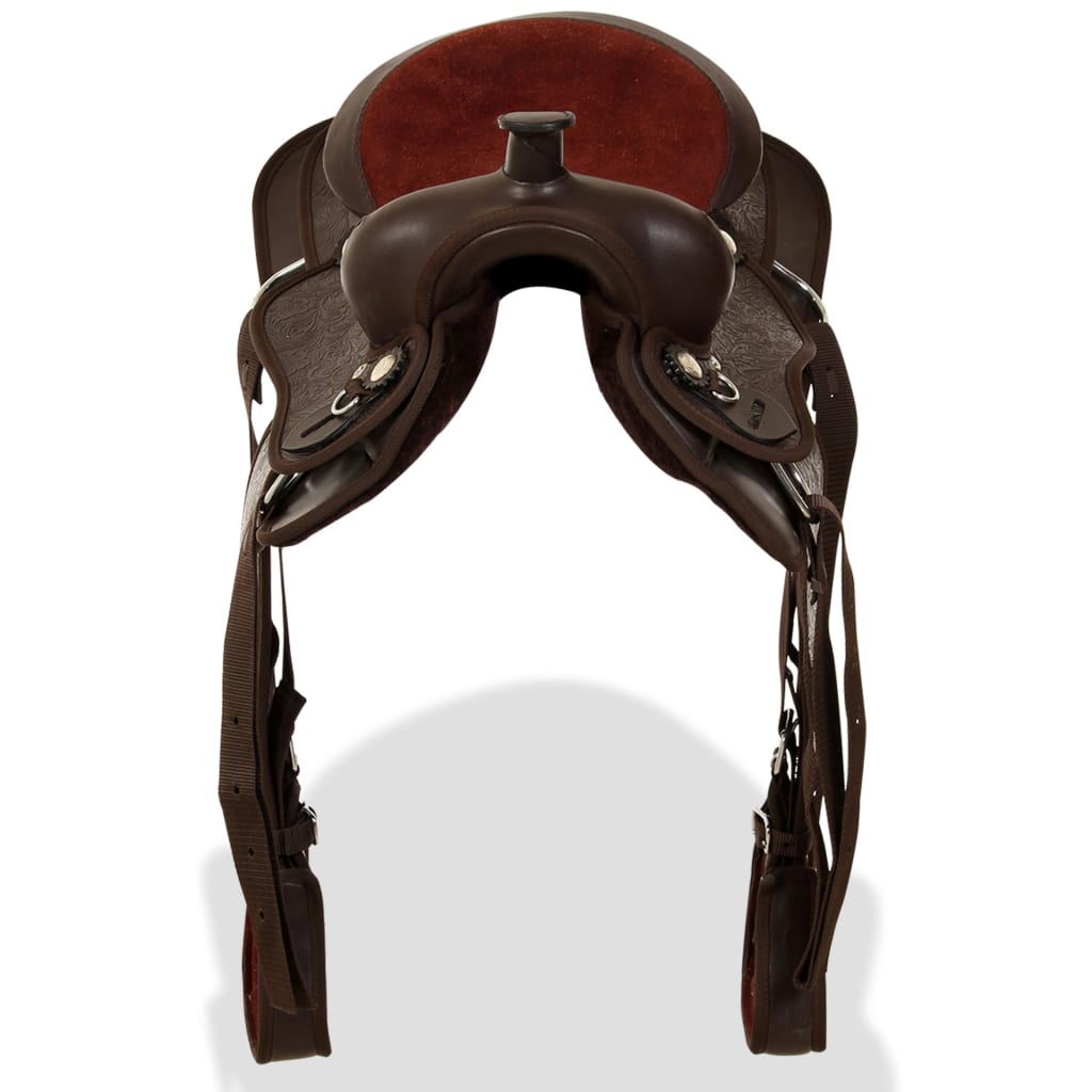 Selle western, bride et sangle de poitrine 16" en cuir véritable