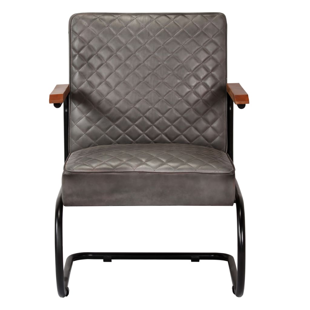 Fauteuil echt leer grijs