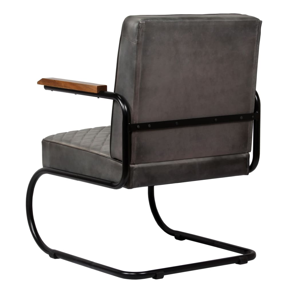 Fauteuil cuir véritable gris