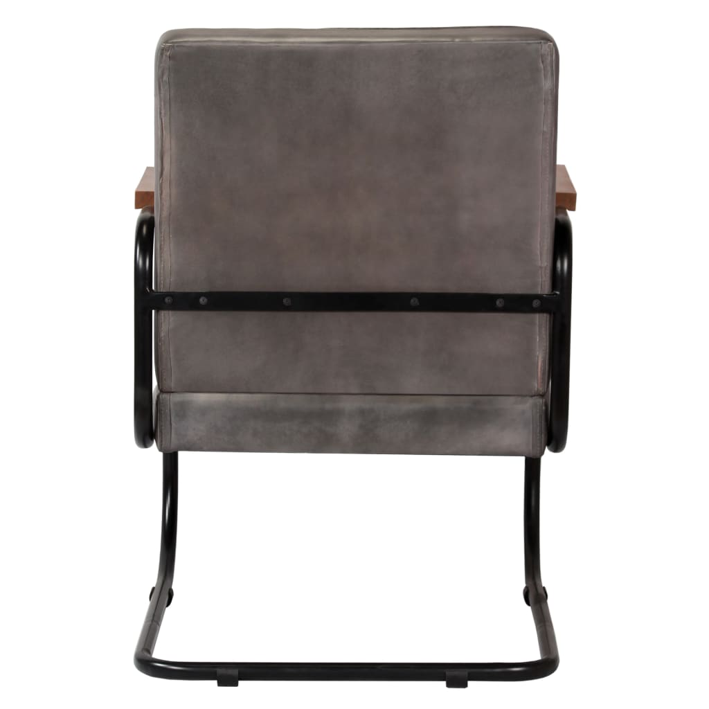 Fauteuil cuir véritable gris