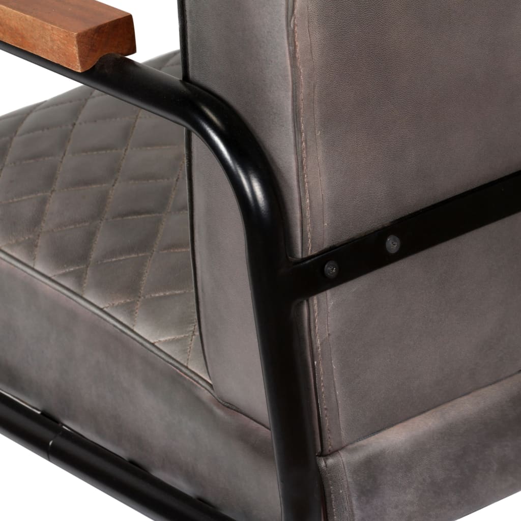 Fauteuil cuir véritable gris