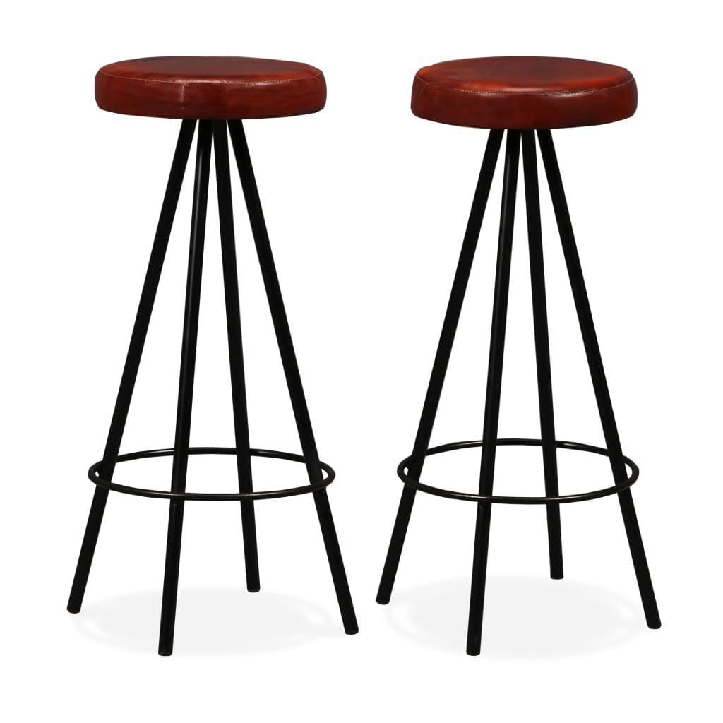 Tabourets de bar 2 pcs en cuir véritable