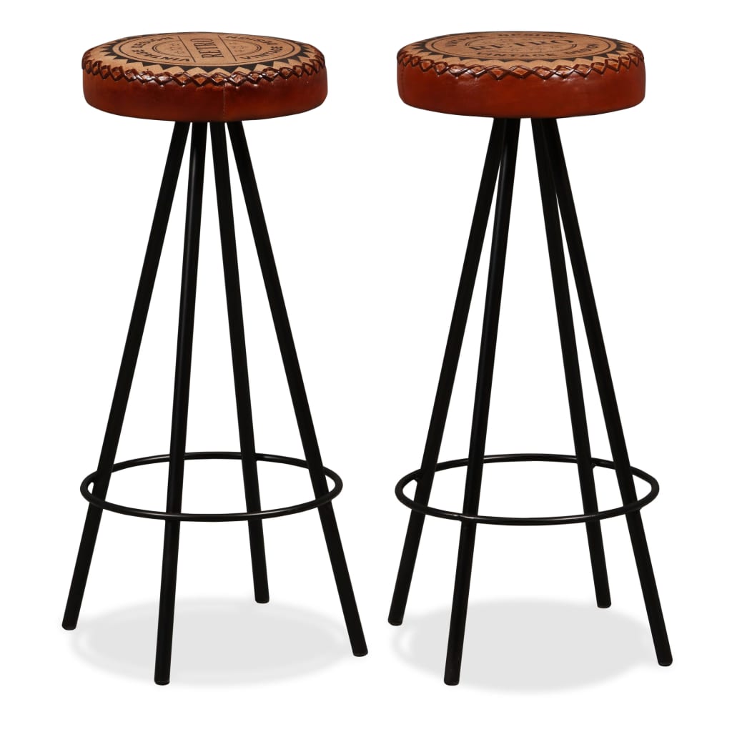 Tabourets de bar 2 pcs en cuir véritable