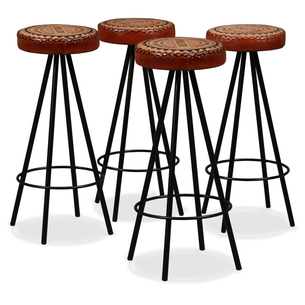 Tabourets de bar 2 pcs en cuir véritable