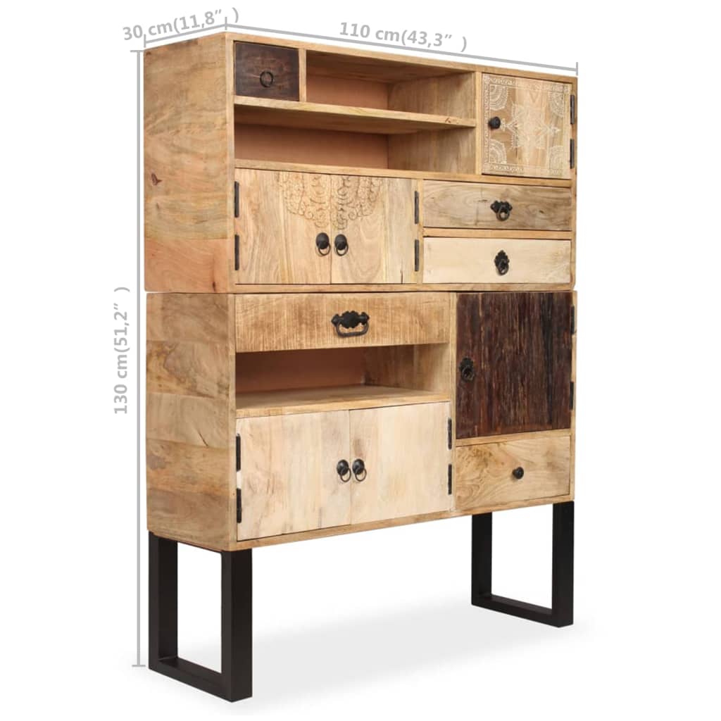 Buffet 100x30x130 cm en bois de manguier massif