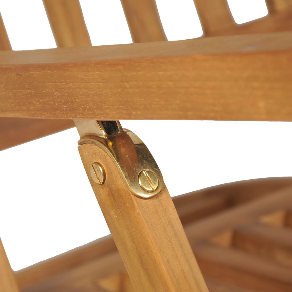 Chaise longue avec repose-pieds et table en bois de teck massif