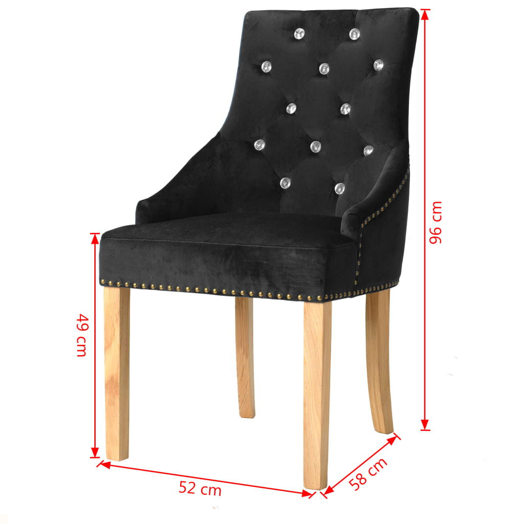 Eetkamerstoelen 2 st massief eikenhout en fluweel