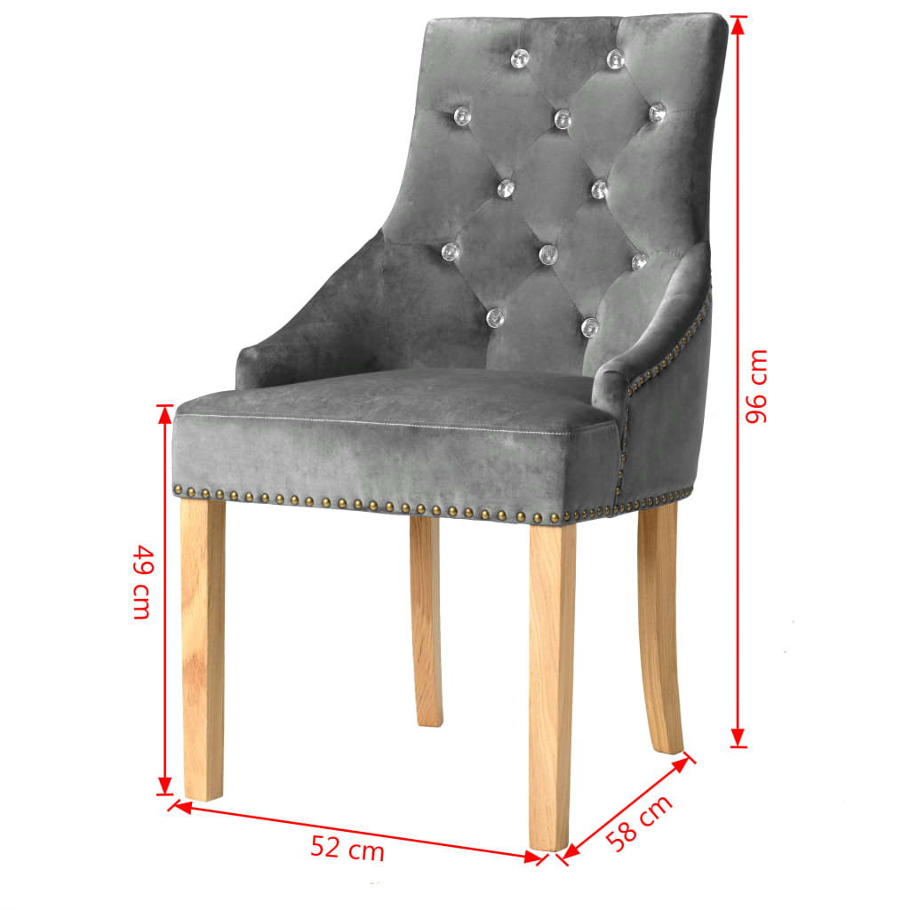 Eetkamerstoelen 2 st massief eikenhout en fluweel