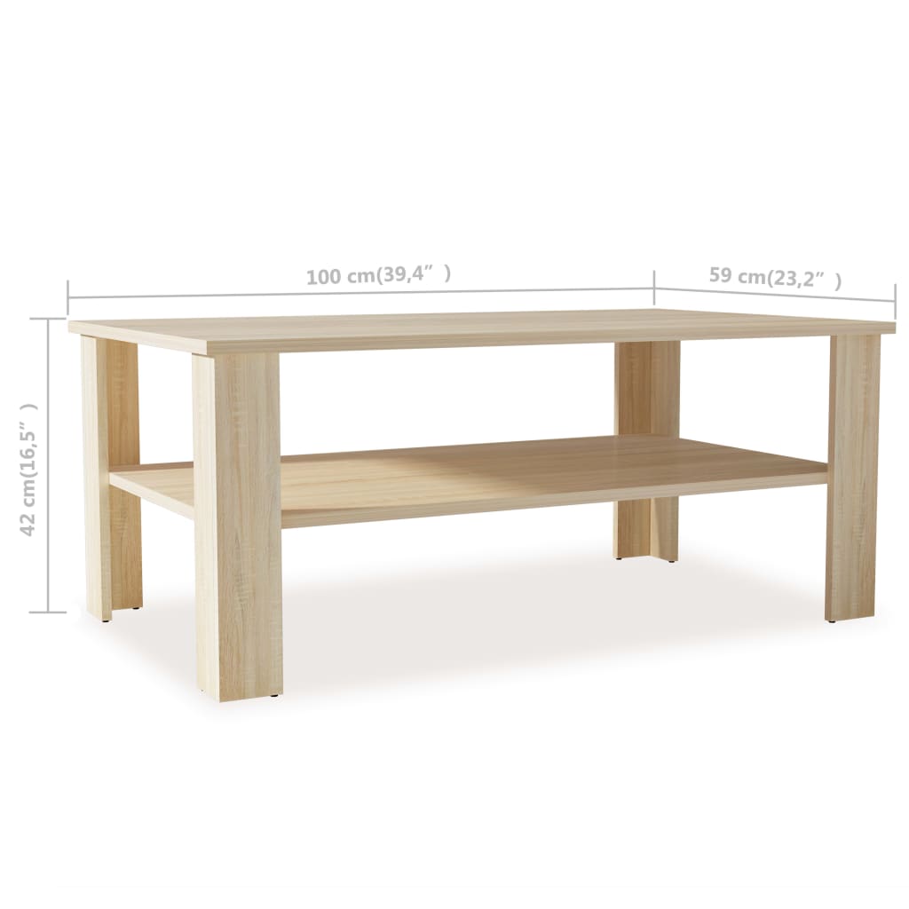 Salontafel 100x59x42 cm bewerkt hout eikenkleurig