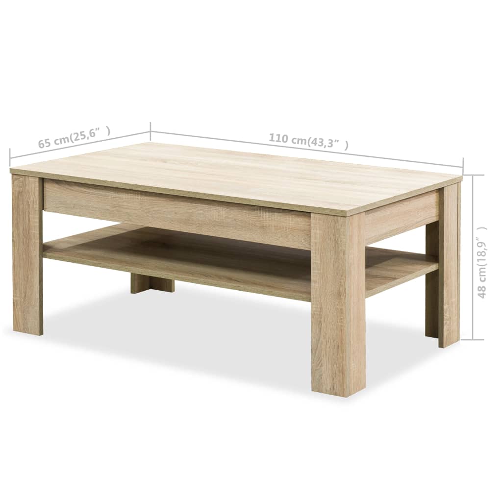 Table basse 110x65x48 cm en bois travaillé