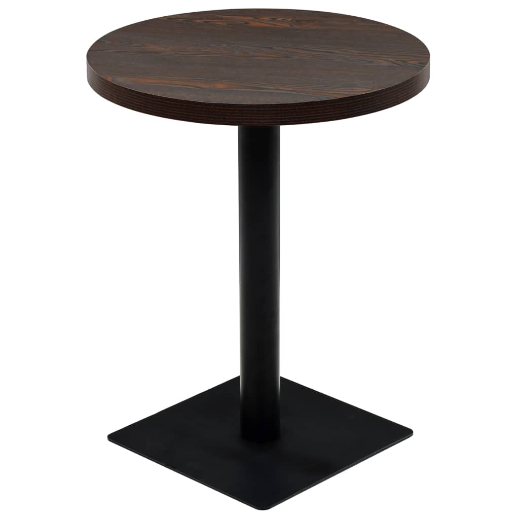 Table bistro ronde 80x75 cm MDF et acier coloris chêne