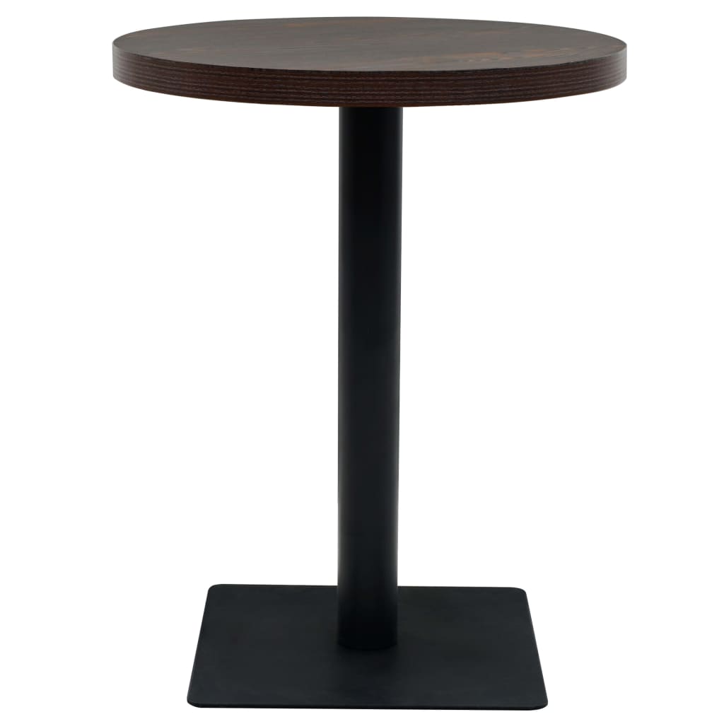 Table bistro ronde 80x75 cm MDF et acier coloris chêne