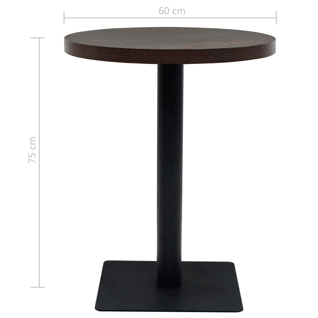 Table bistro ronde 80x75 cm MDF et acier coloris chêne