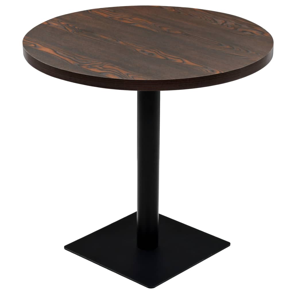 Table bistro ronde 80x75 cm MDF et acier coloris chêne