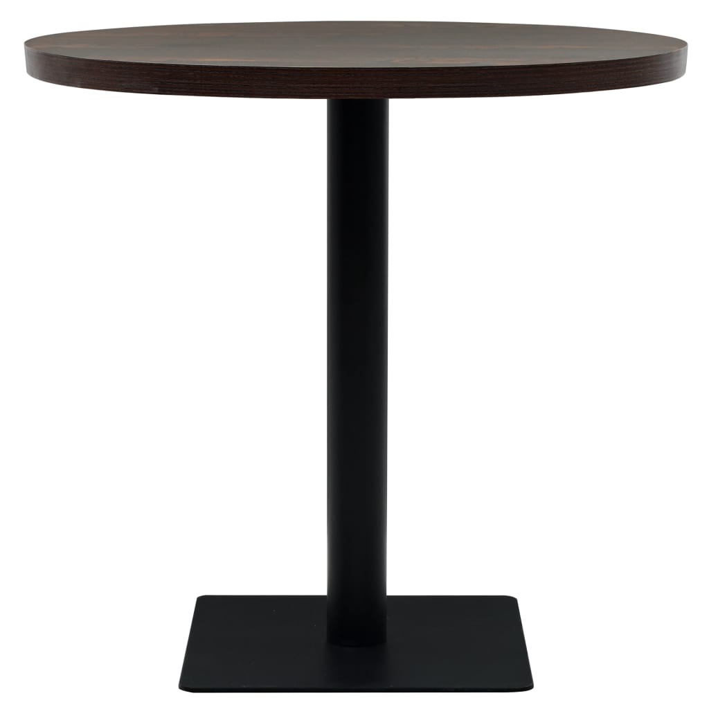 Table bistro ronde 80x75 cm MDF et acier coloris chêne