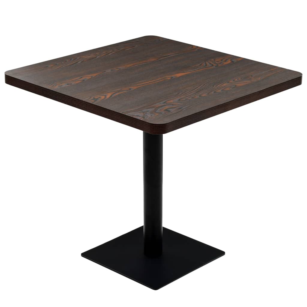 Table bistro ronde 80x75 cm MDF et acier coloris chêne