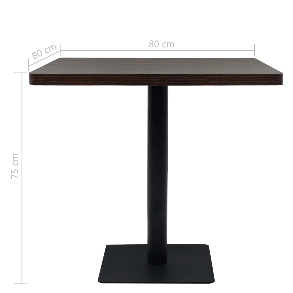 Table bistro ronde 80x75 cm MDF et acier coloris chêne