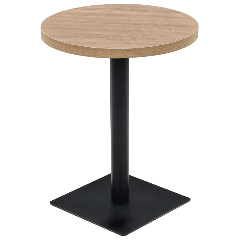 Bistrotafel rond 80x75 cm MDF en staal eikenkleur