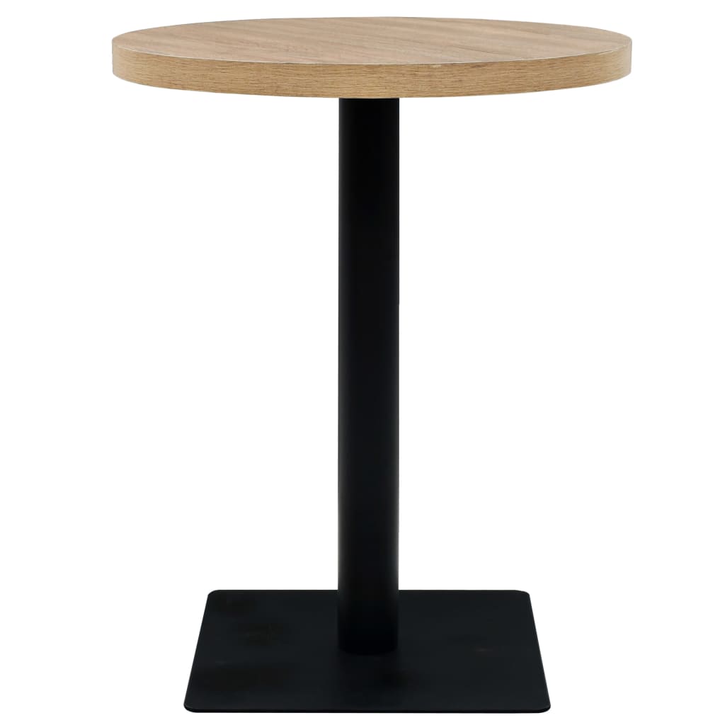 Table bistro ronde 80x75 cm MDF et acier coloris chêne