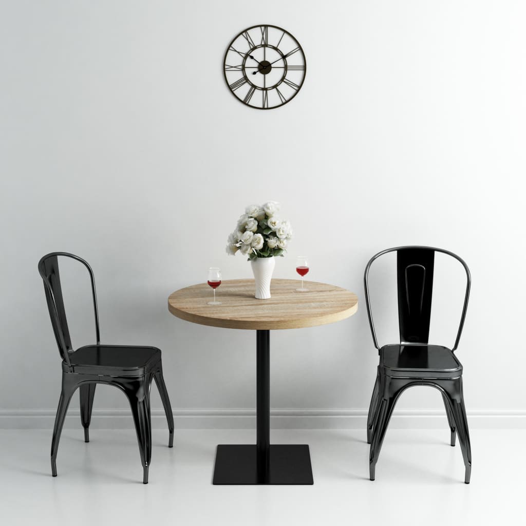 Table bistro ronde 60x75 cm MDF et acier coloris chêne