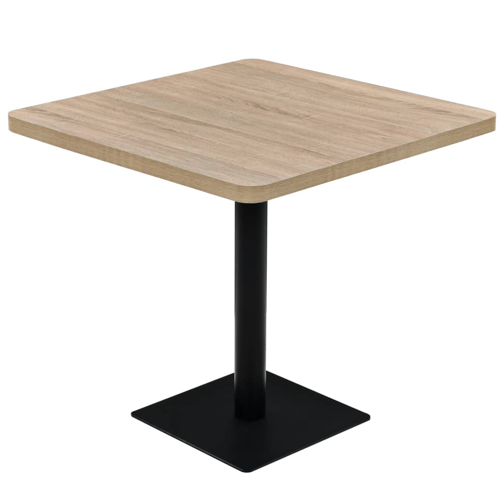 Table bistro ronde 80x75 cm MDF et acier coloris chêne