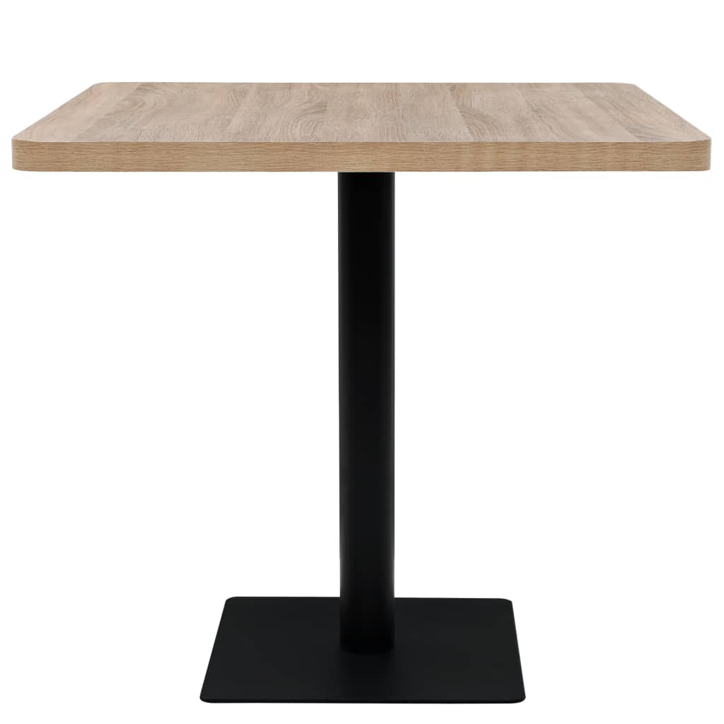 Table bistro ronde 80x75 cm MDF et acier coloris chêne