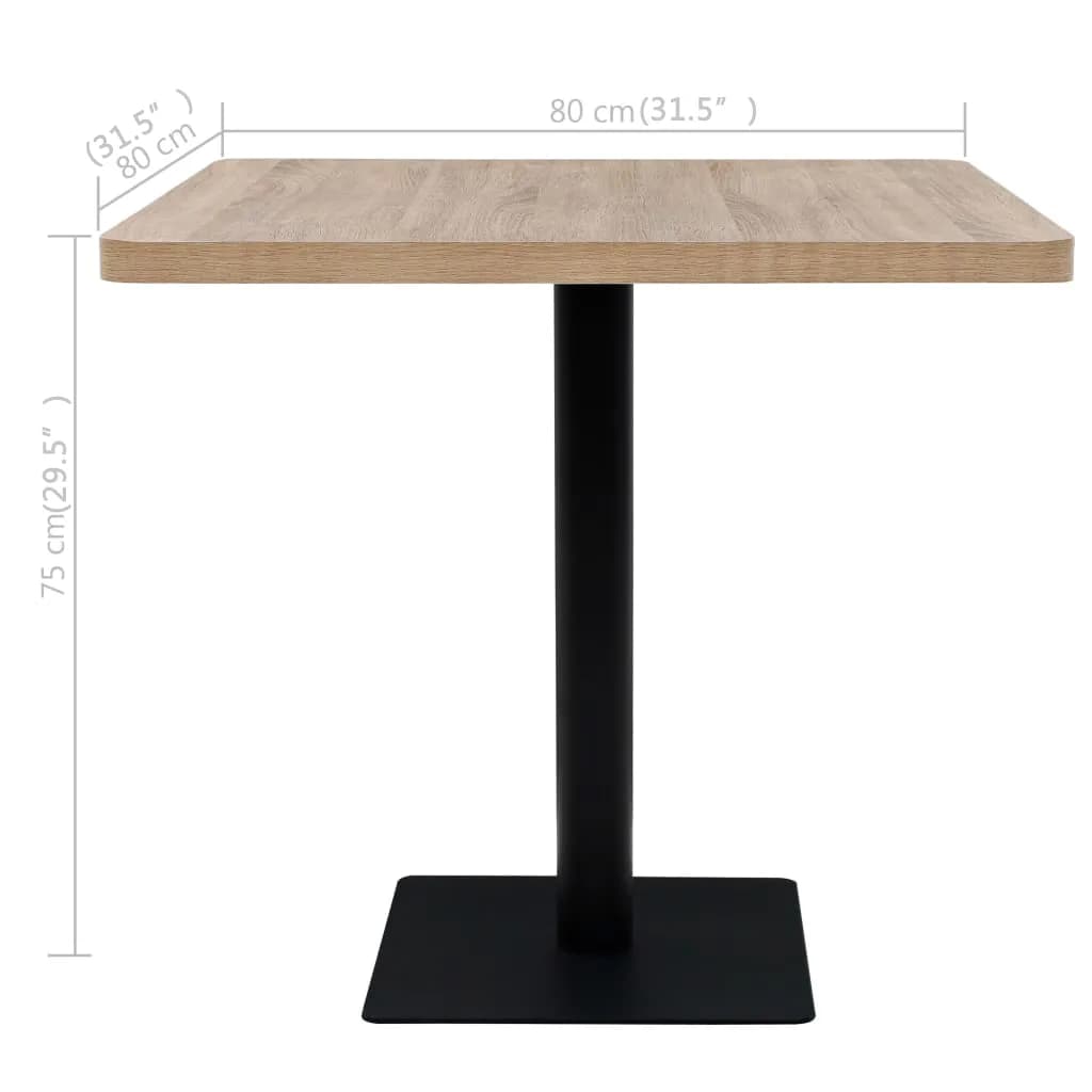 Table bistro ronde 80x75 cm MDF et acier coloris chêne