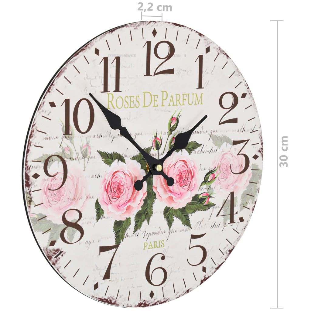 Horloge murale style vintage 30 cm multicolore