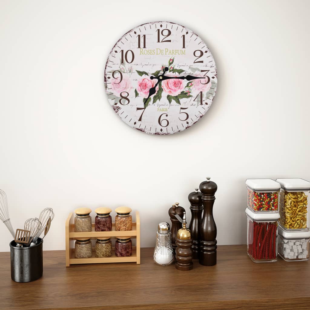 Horloge murale style vintage 30 cm multicolore