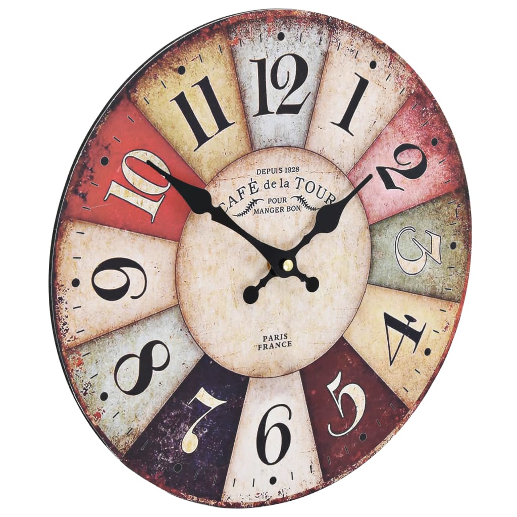 Horloge murale style vintage 30 cm multicolore