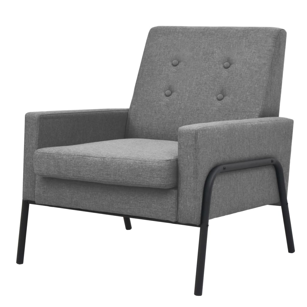 Fauteuil acier et tissu gris clair