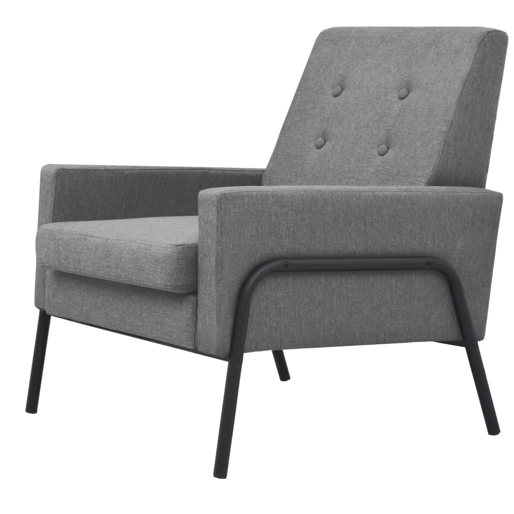 Fauteuil acier et tissu gris clair