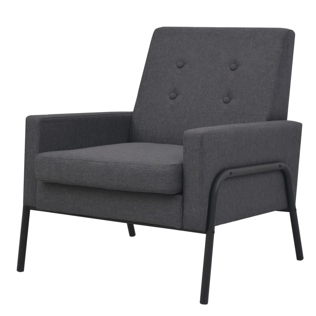 Fauteuil acier et tissu gris clair