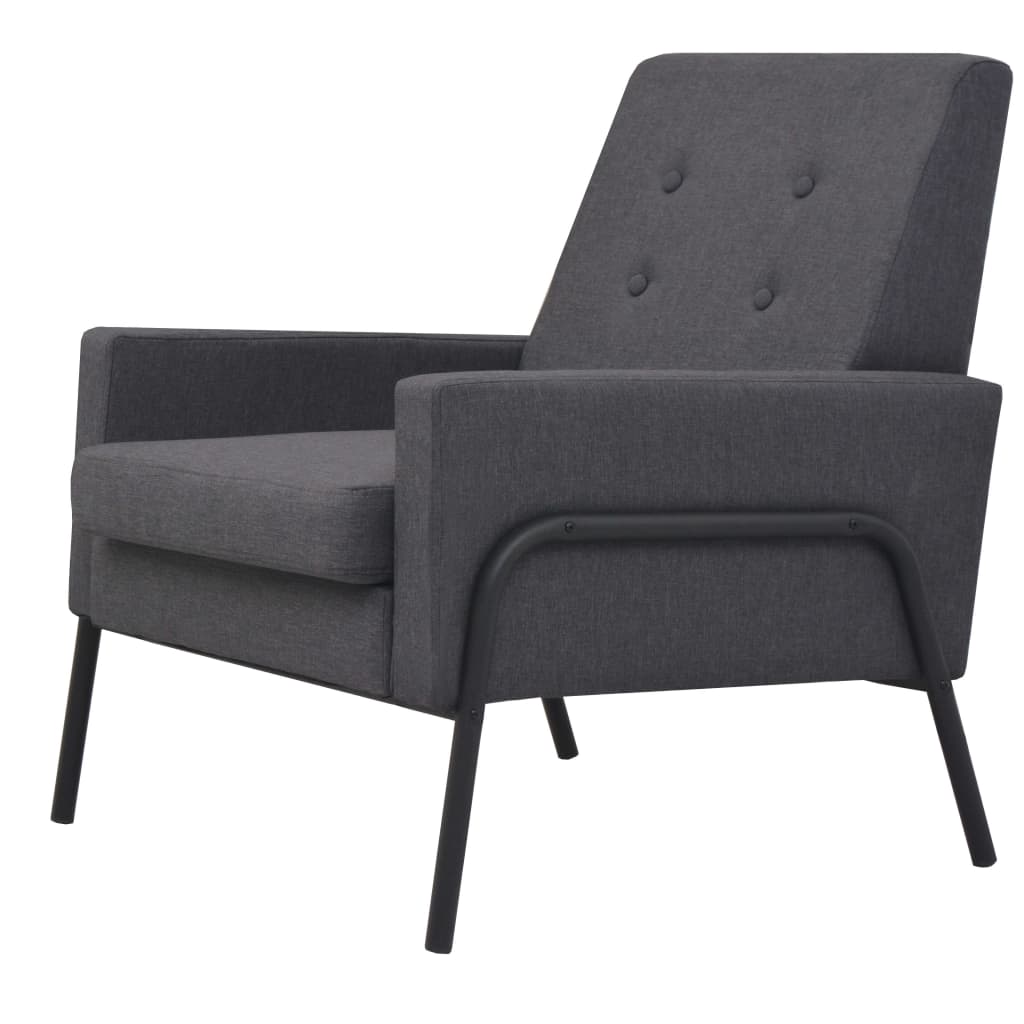 Fauteuil acier et tissu gris clair