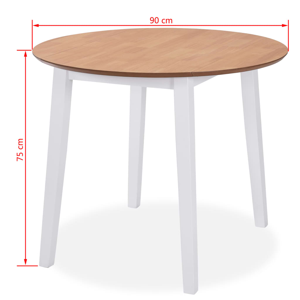 Ensemble de salle à manger MDF et bois d'hévéa blanc 5 pièces