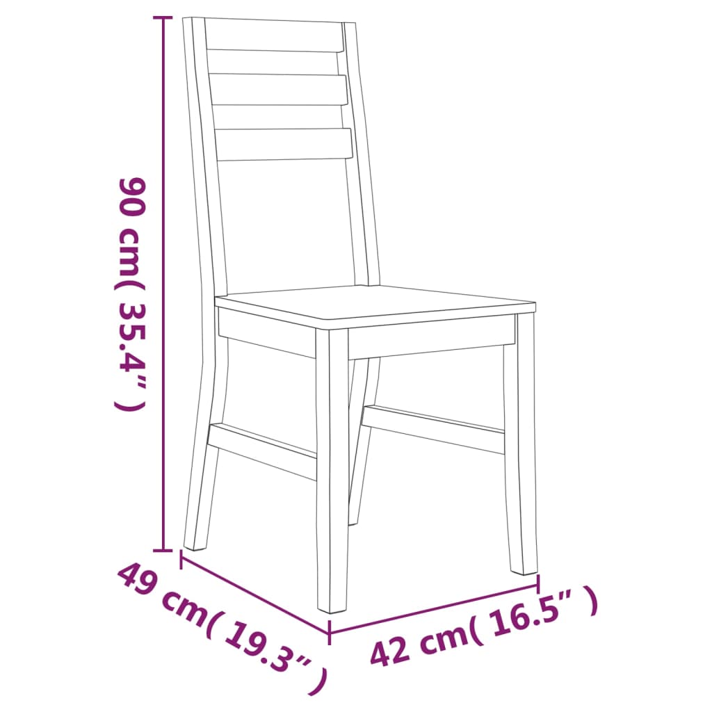 Chaises de salle à manger 6 pcs en bois d'acacia massif