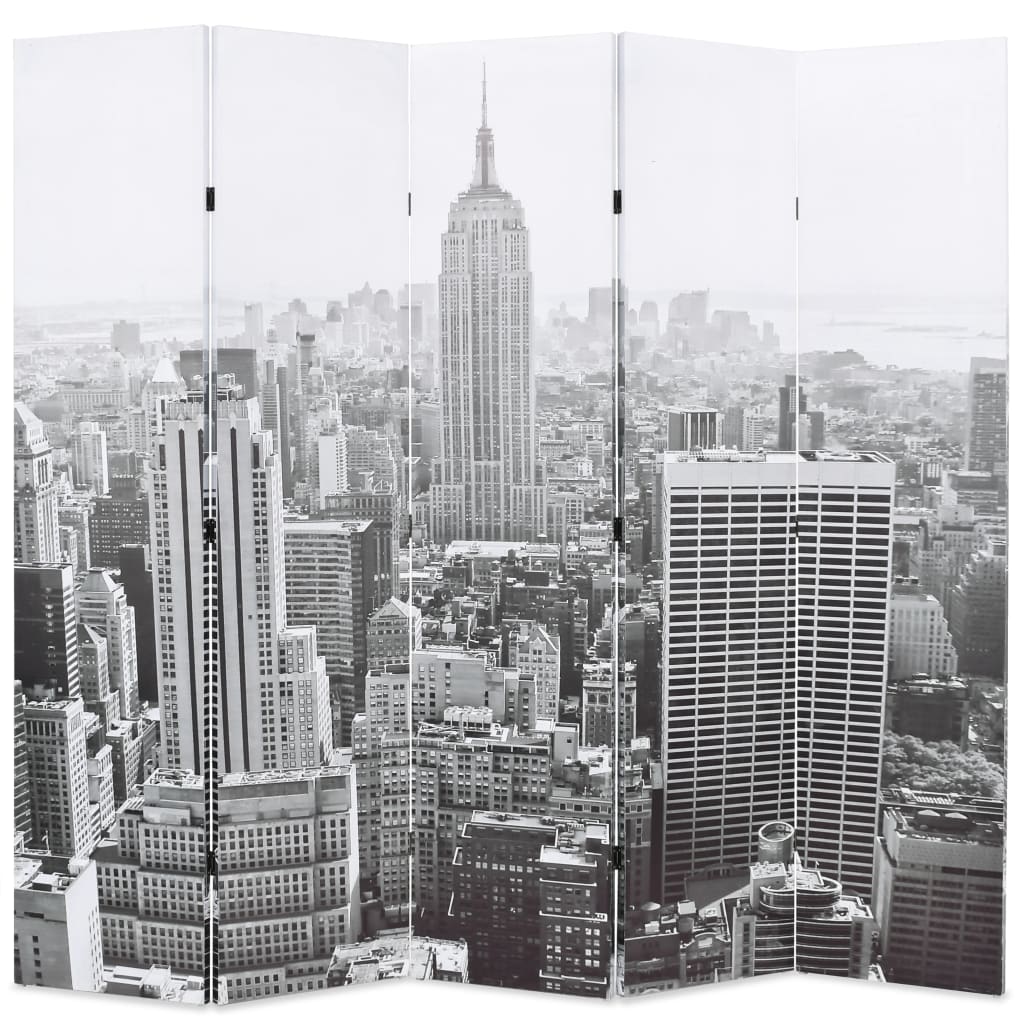 Kamerscherm New York bij daglicht 120x170 cm zwart en wit