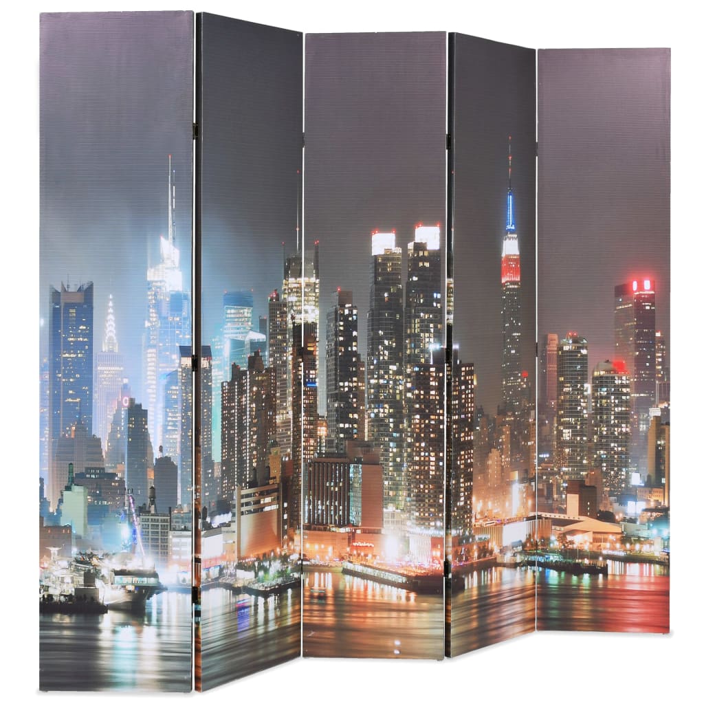 Séparateur de pièce pliable New York la nuit 200x170 cm