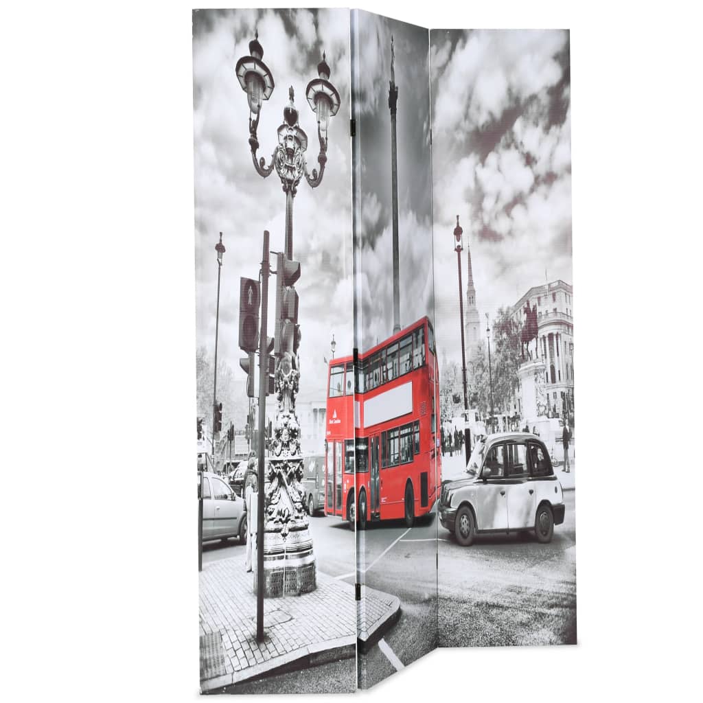 Kamerscherm inklapbaar Londen bus 228x170 cm zwart en wit