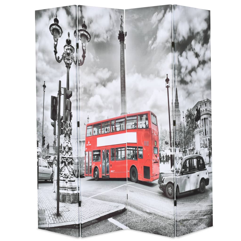 Paravent pliable London bus 200x170 cm noir et blanc