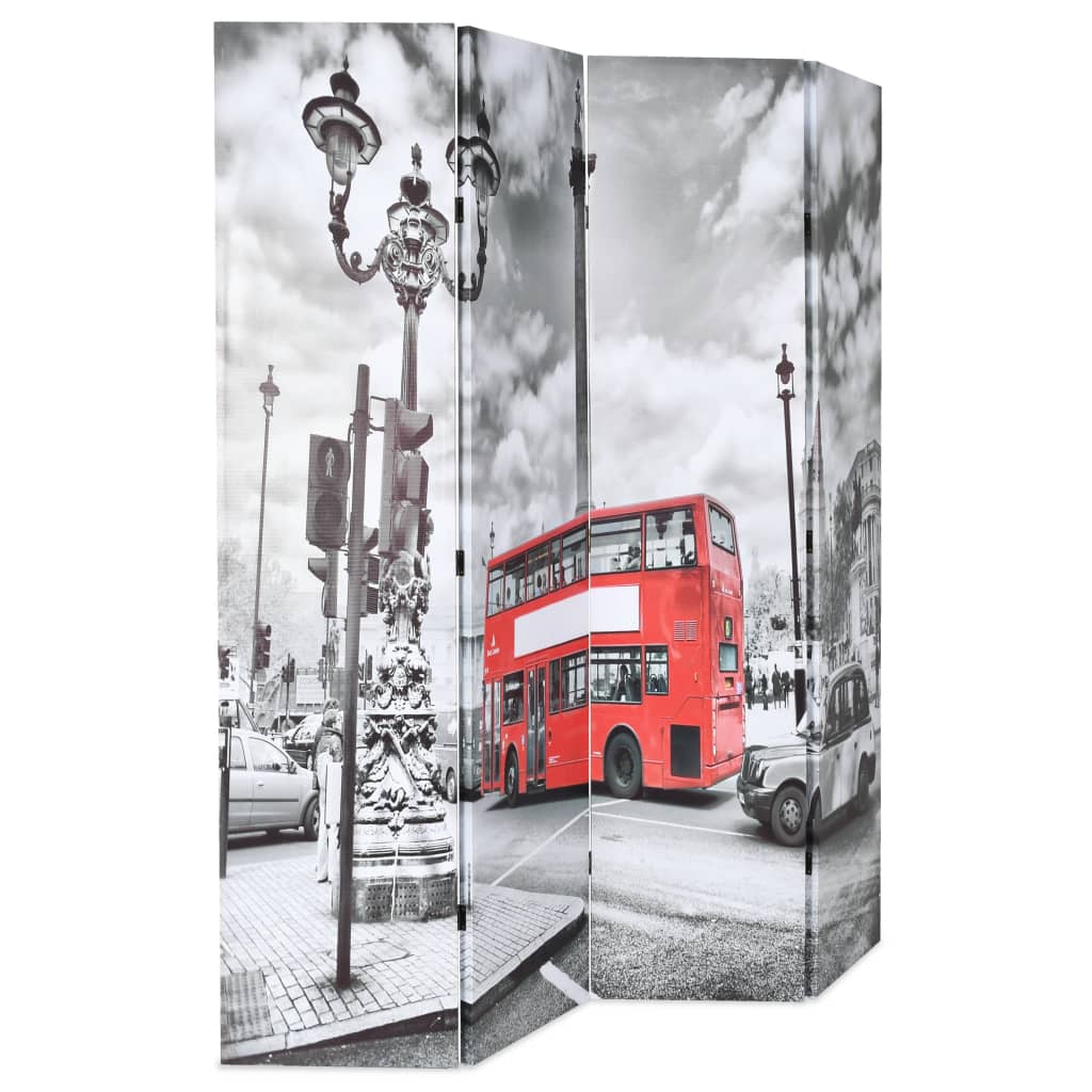 Paravent pliable London bus 200x170 cm noir et blanc