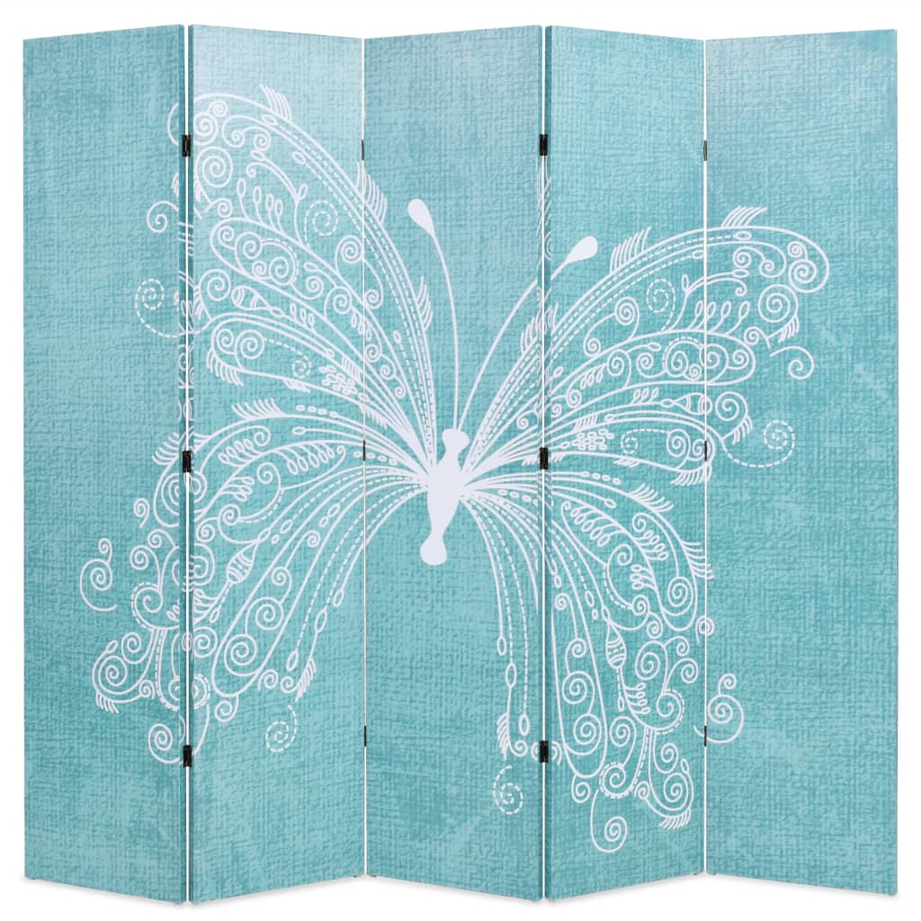 Paravent papillon 200x170 cm bleu