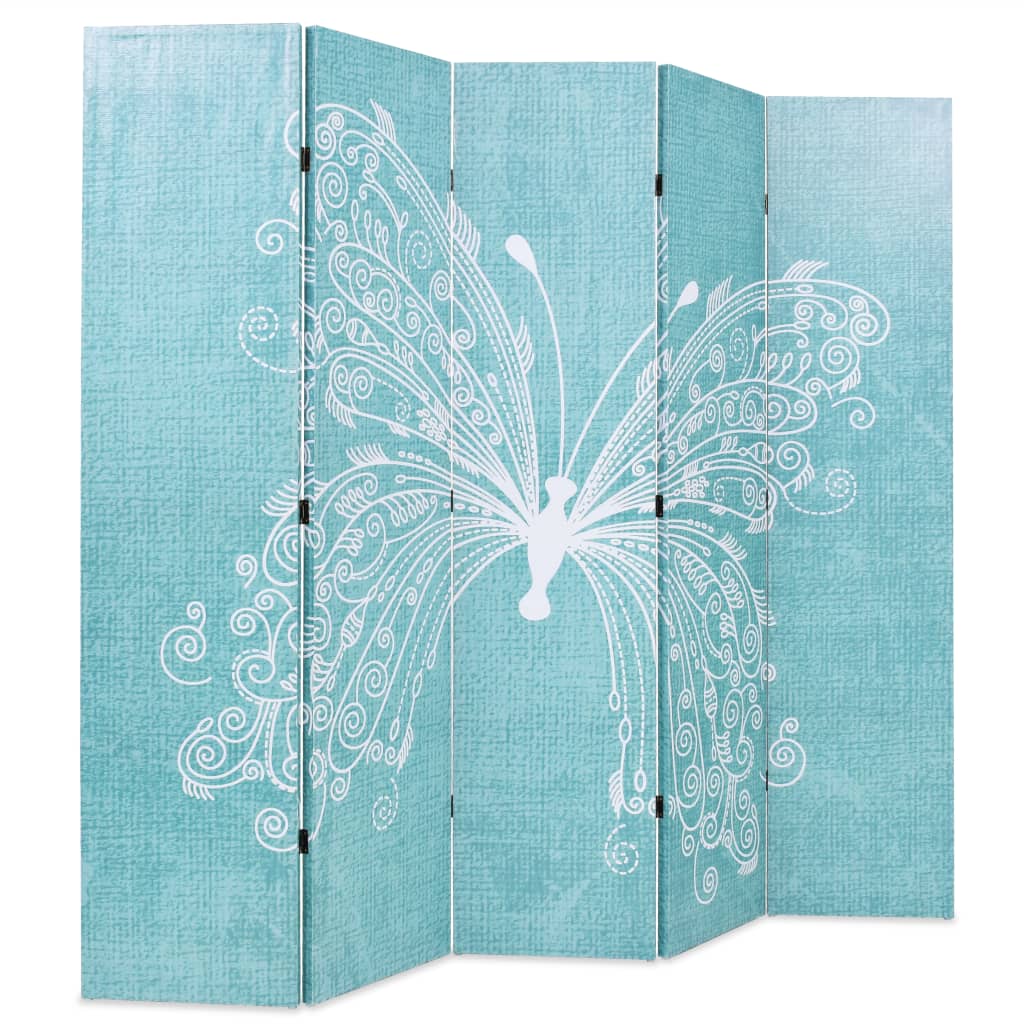 Paravent papillon 200x170 cm bleu