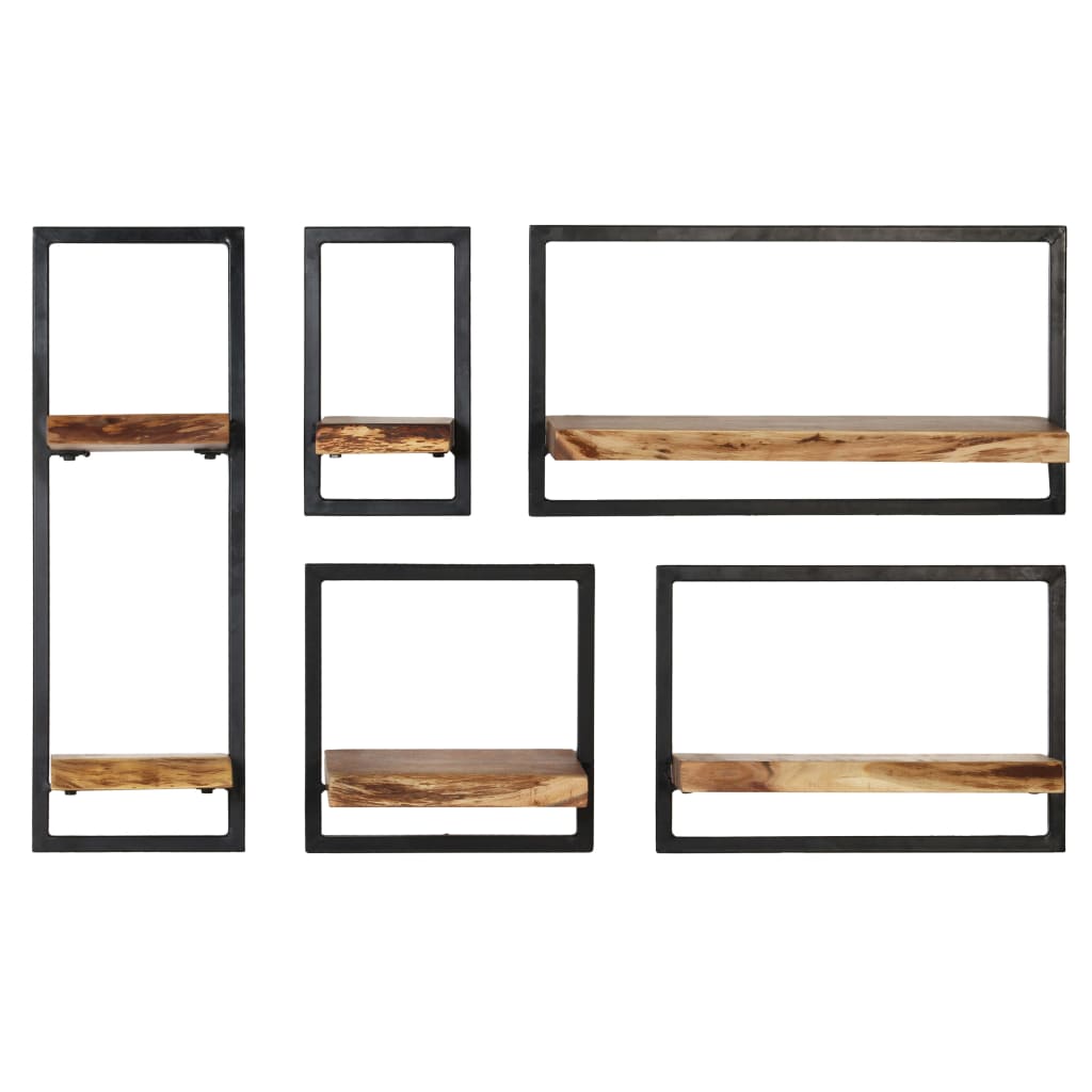 Etagères murales 2 pcs 25x25x75 cm bois d'acacia massif et acier