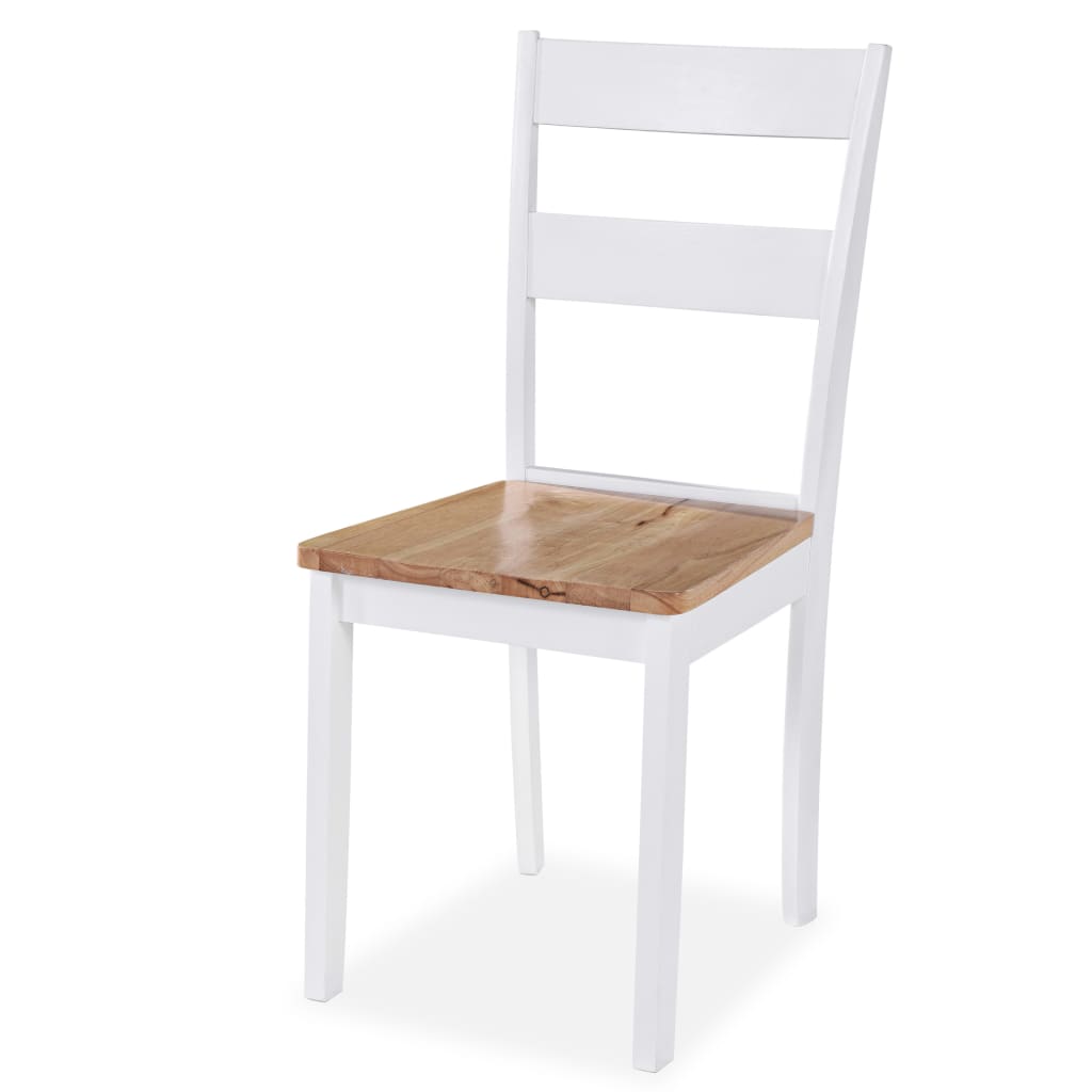 Chaises de salle à manger 2 pcs en hévéa massif blanc