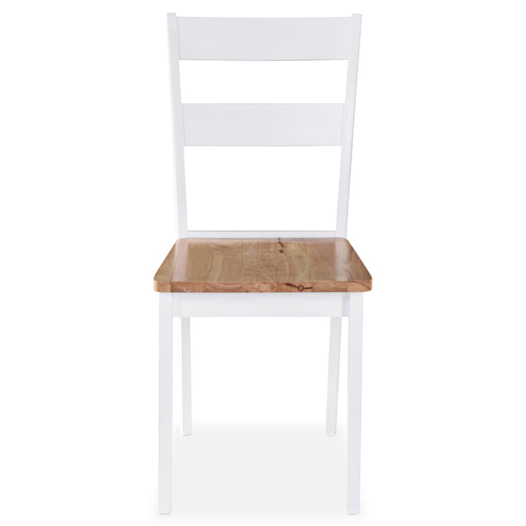 Chaises de salle à manger 2 pcs en hévéa massif blanc